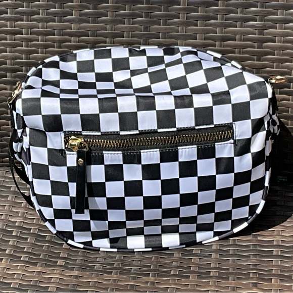 Checkered Black and White Women's Crossbody Bag - Picture 8 of 9
